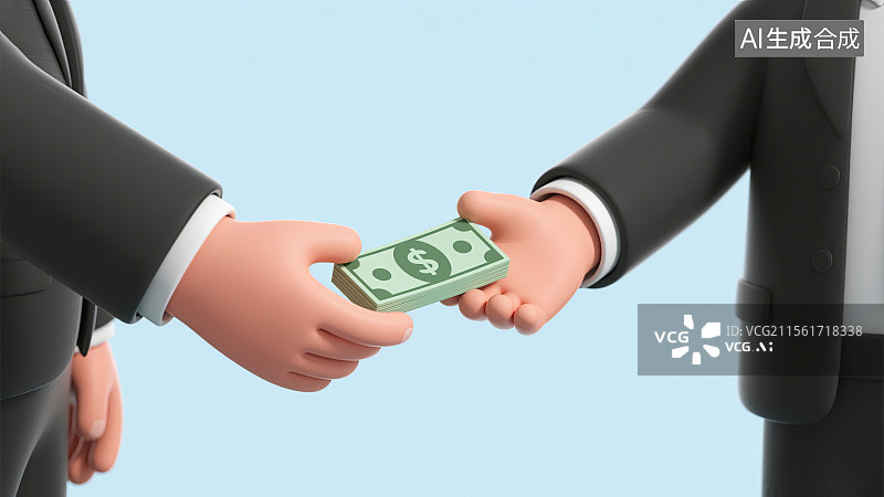 【AI数字艺术】卡通人物现金交易图片素材