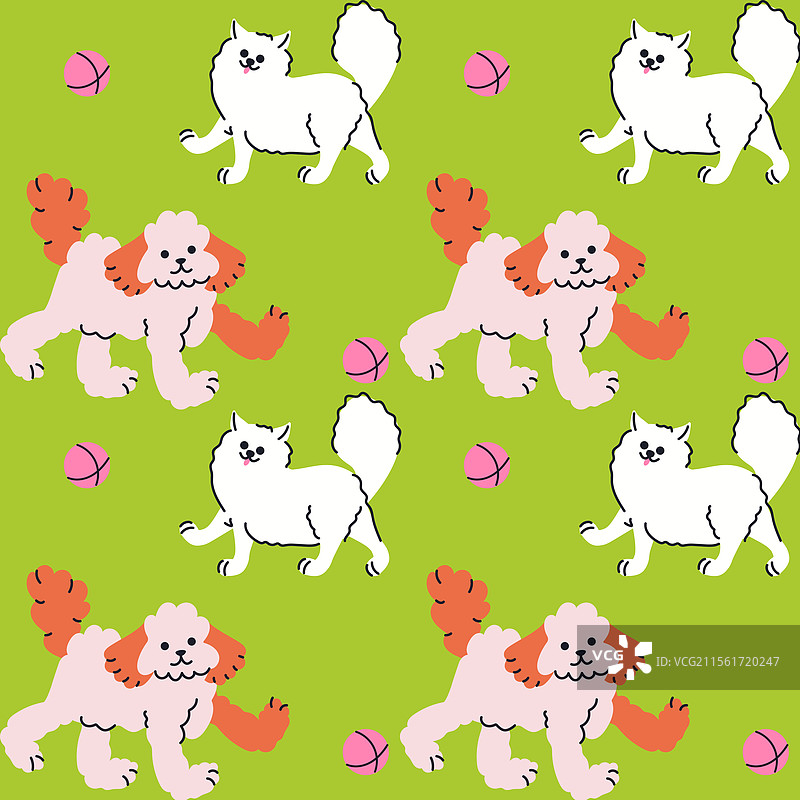 手绘狗狗的无缝图案图片素材