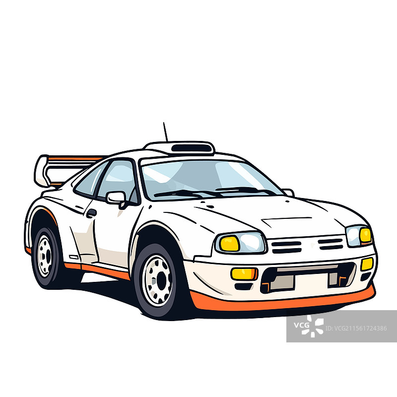 白色的VSai拉力赛车停在白色背景上图片素材