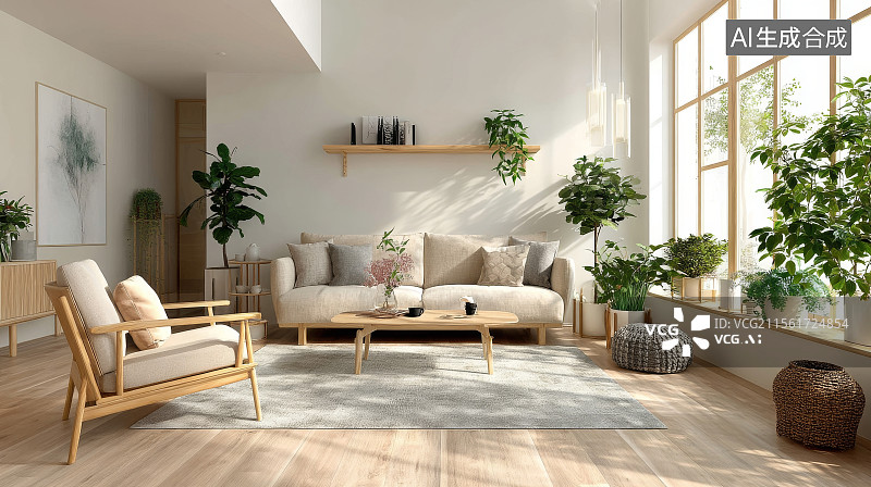 【AI数字艺术】现代极简风格客厅设计图片素材