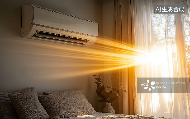 【AI数字艺术】室内正在工作的空调图片素材
