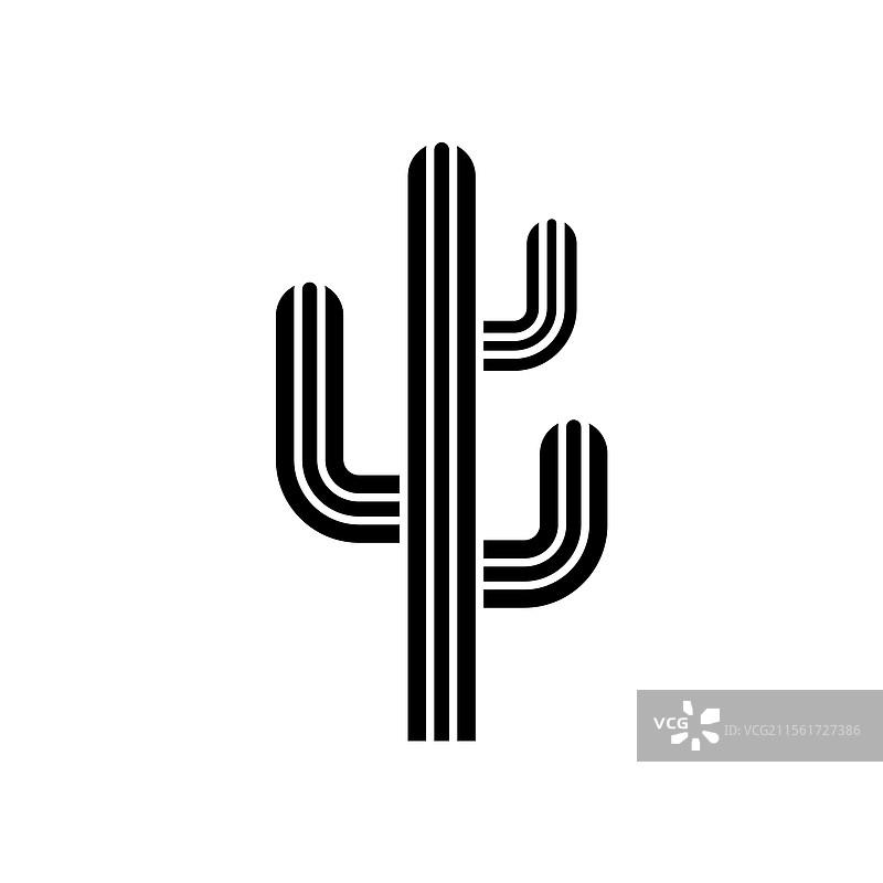 仙人掌沙漠植物剪影图标设计图片素材