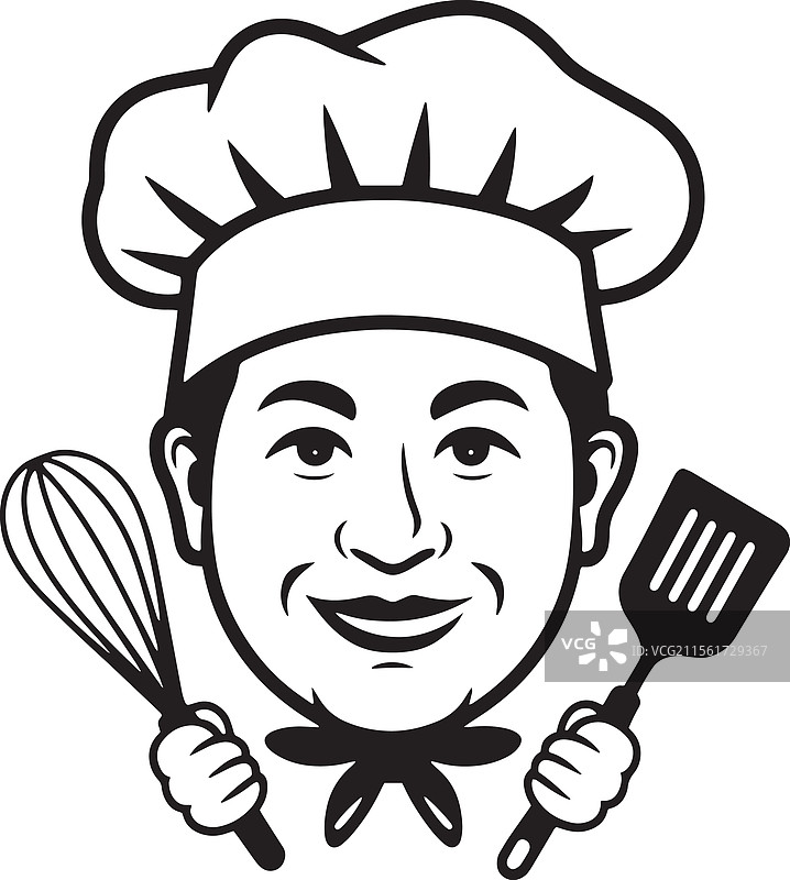 厨师标志，配有打蛋器和铲子 - 非常适合图片素材