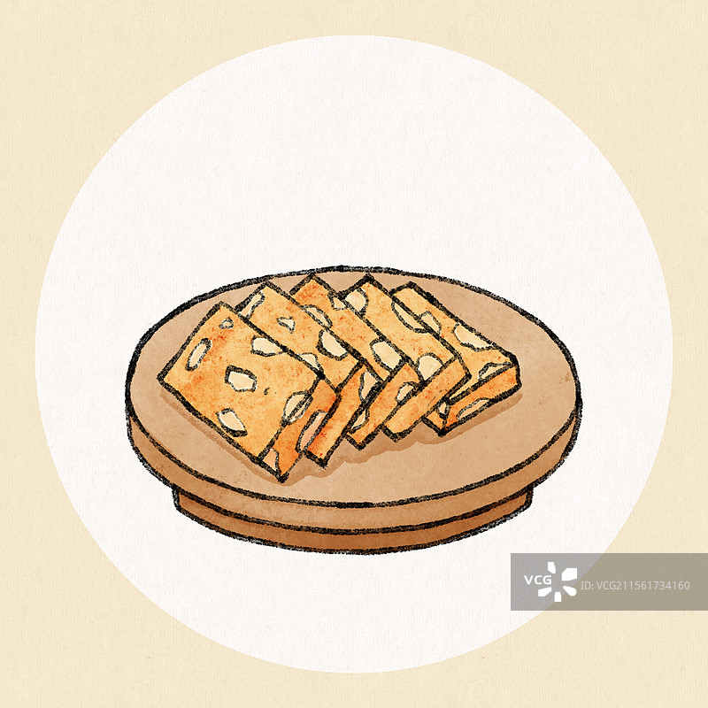 福建福州美食国风插画-马蹄糕图片素材