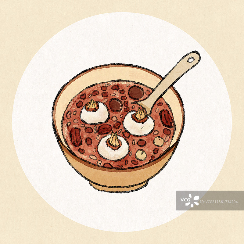 福建福州美食国风插画-拗九粥图片素材