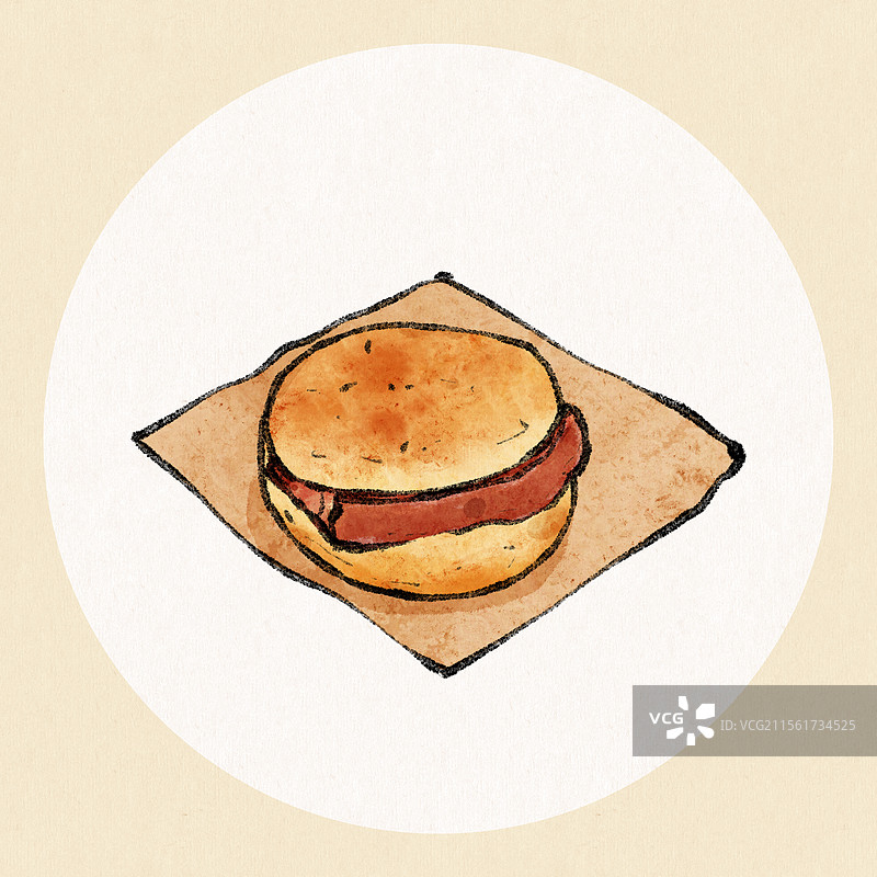 福建福州美食国风插画-糟肉光饼图片素材