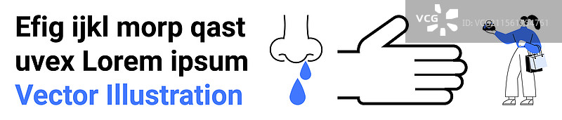 概念性的过敏缓解手势与鼻子图片素材