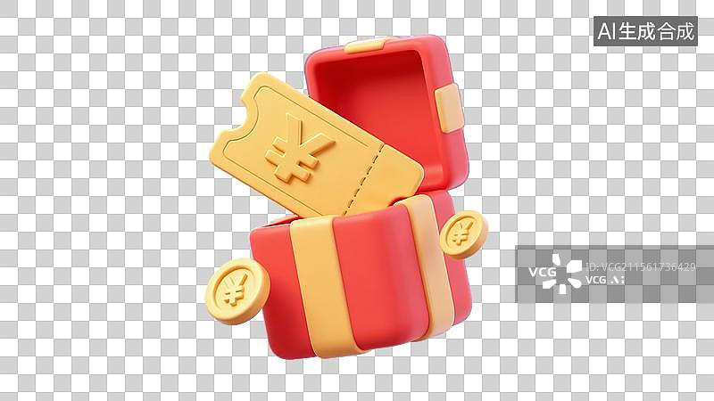 【AI数字艺术】礼物盒和代金券的购物图片素材