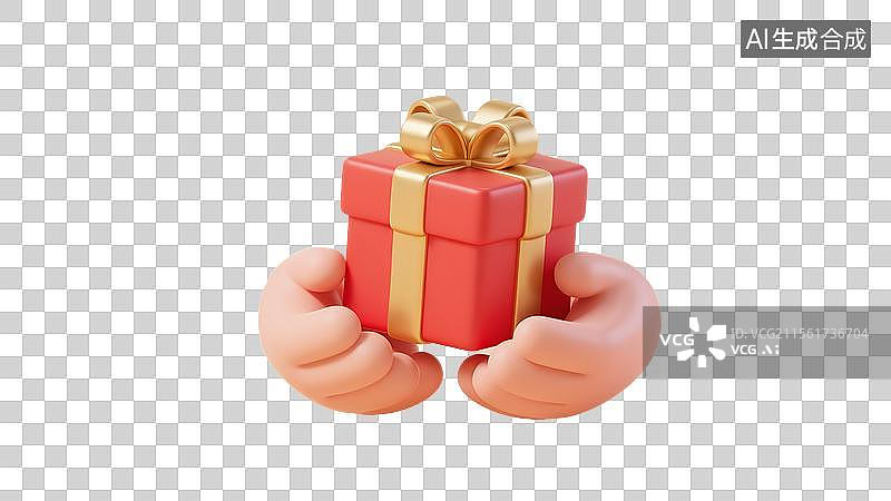 【AI数字艺术】一双手端着红色的礼物盒图片素材