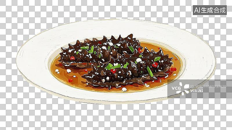 【AI数字艺术】葱烧海参图片素材