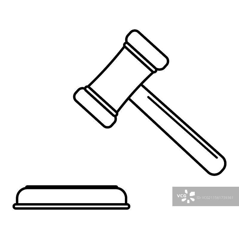 法官锤的黑色轮廓涂鸦风格图片素材