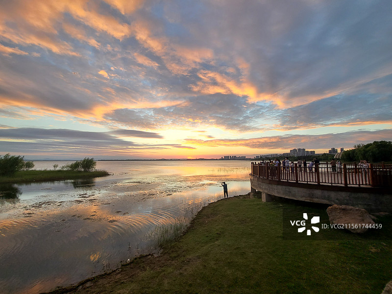 平顶山白龟湖的晚霞图片素材