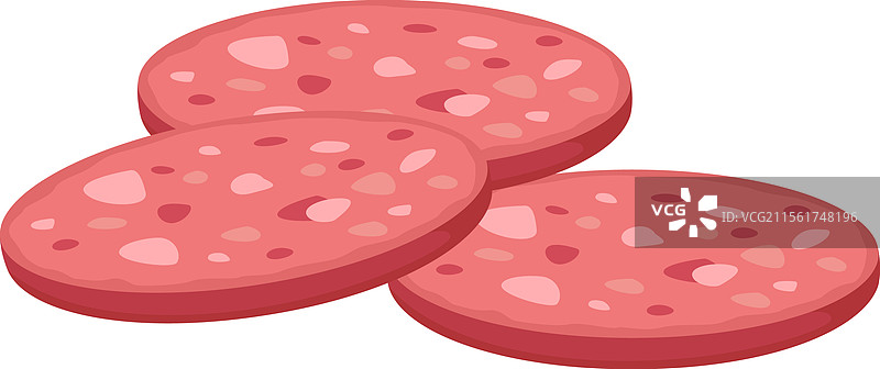 三片重叠的博洛尼亚香肠形成图片素材