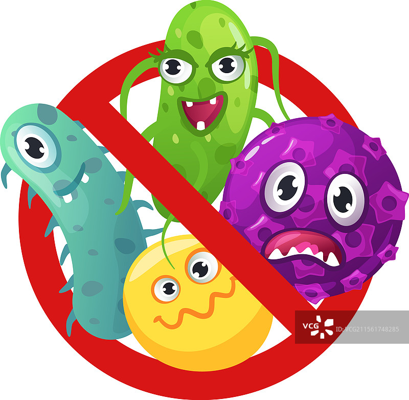 红色禁止标志的卡通图像图片素材