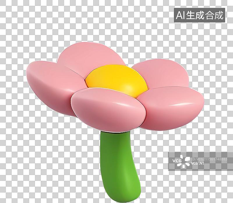【AI数字艺术】清新可爱春天花朵图标粉色3d桃花樱花图片素材