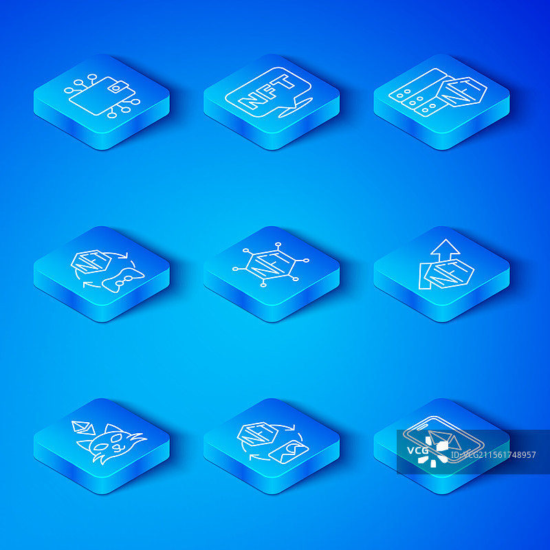 设置线条NFT数字加密艺术区块链图片素材