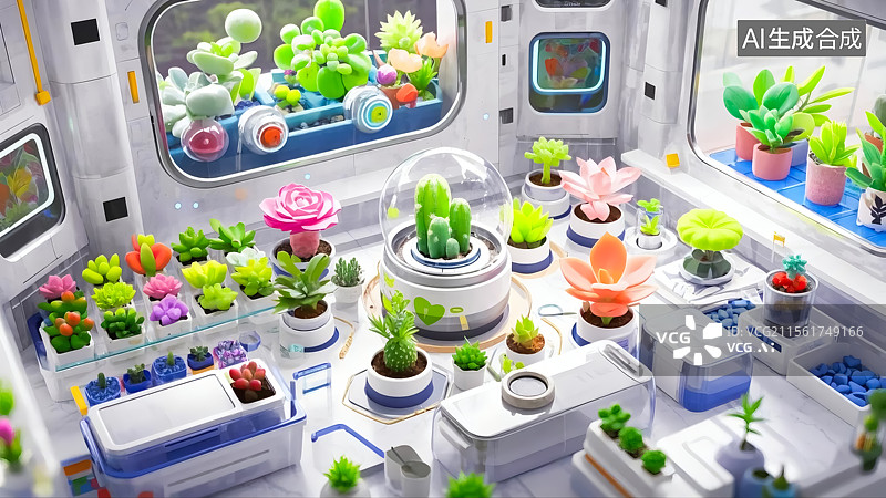 【AI数字艺术】实验室里的植物插画图片素材