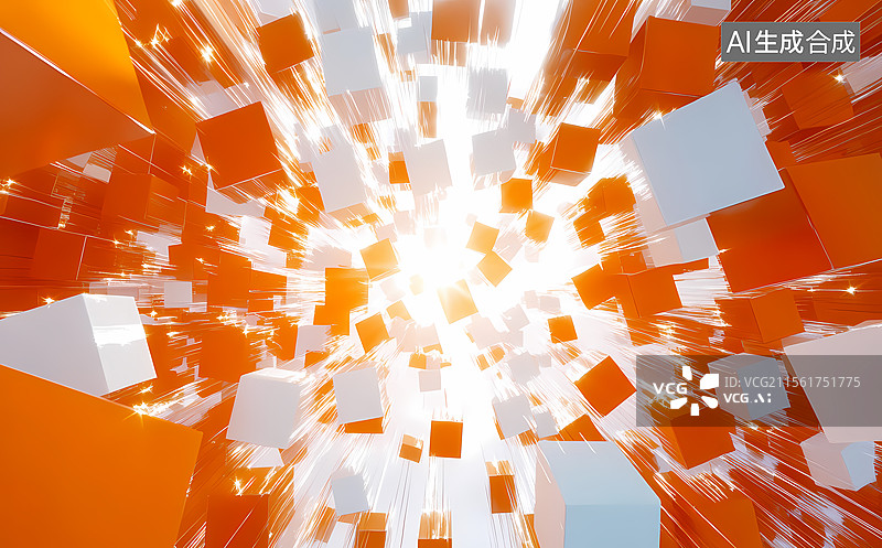 【AI数字艺术】现代建筑中的抽象几何立方体图片素材