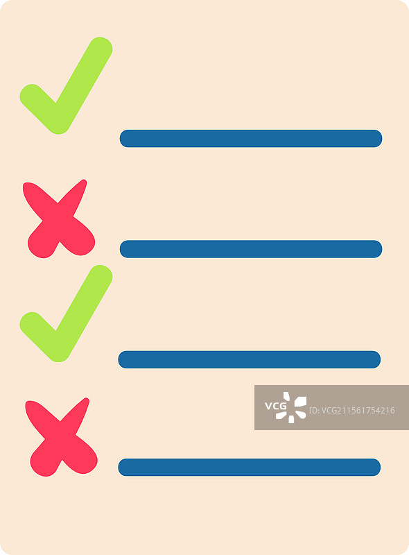 清单特征交替的勾选标记和图片素材