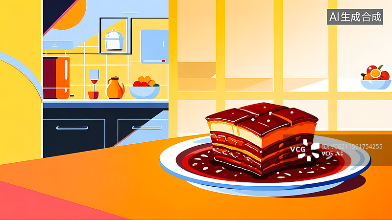 【AI数字艺术】红烧肉中式美食插画图片素材