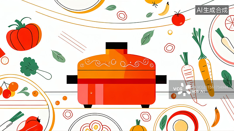 【AI数字艺术】火锅美食插画图片素材