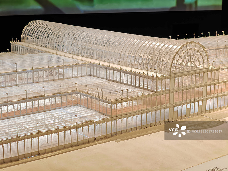 1851年英国伦敦世博会（万国博览会）场馆水晶宫模型（摄于上海世博会博物馆）图片素材