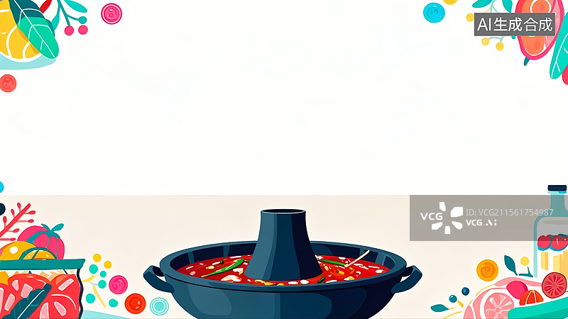 【AI数字艺术】火锅美食插画图片素材
