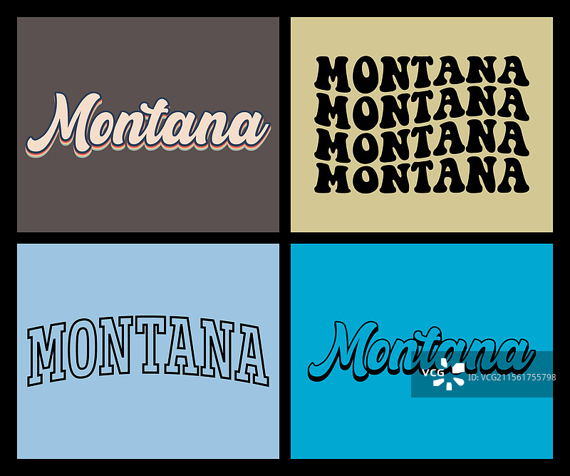 蒙大拿州文字T恤设计图片素材