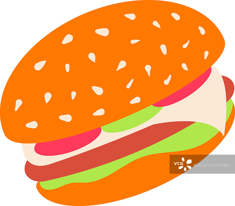 卡通风格的芝麻汉堡画作图片素材
