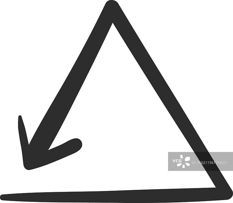 手绘向下指的箭头，封闭在一个框内图片素材