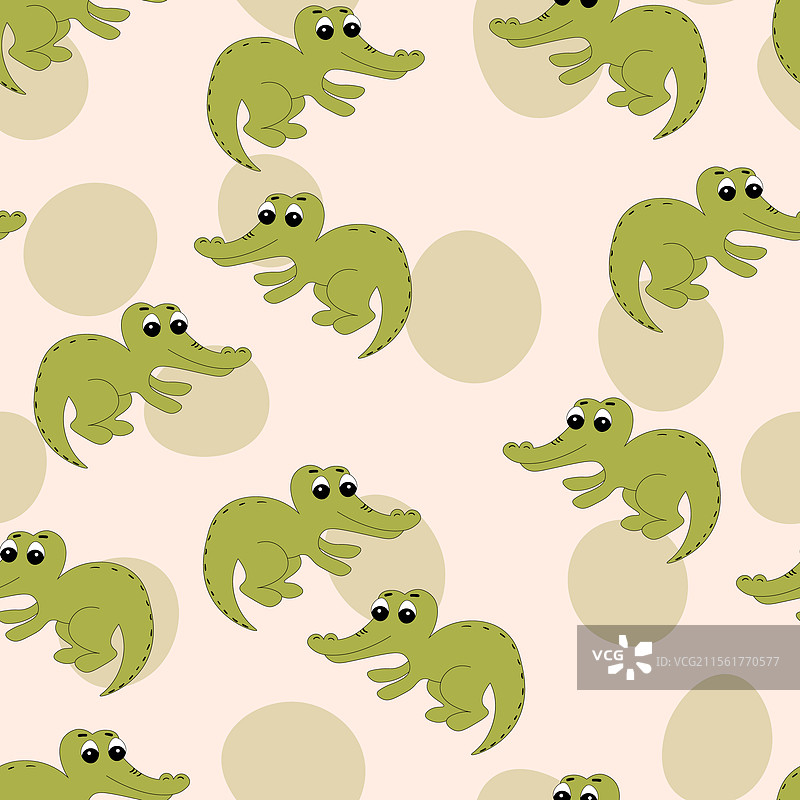 卡通鳄鱼的动物无缝图案图片素材