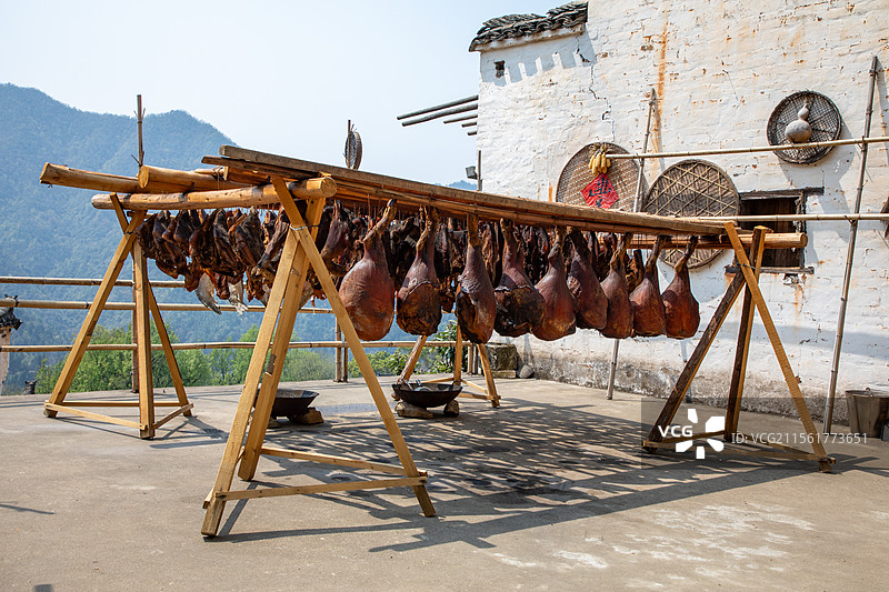 徽州古火腿晾晒图片素材
