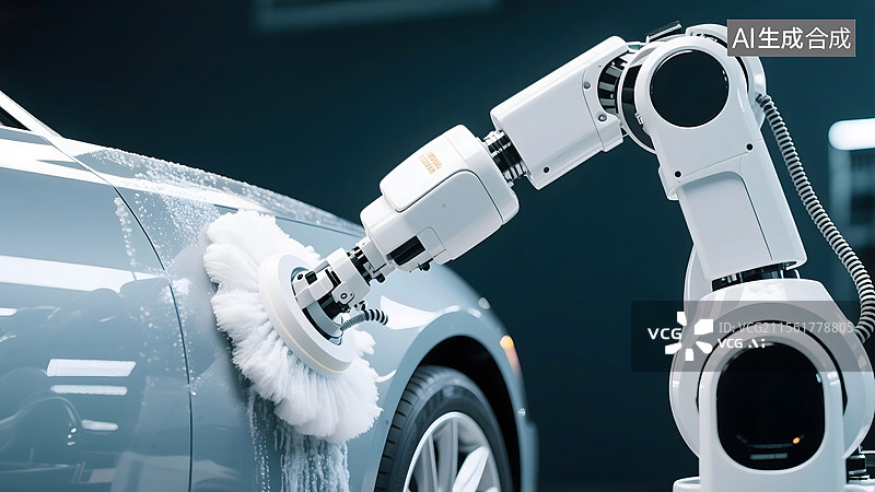 【AI数字艺术】机器人洗车图片素材