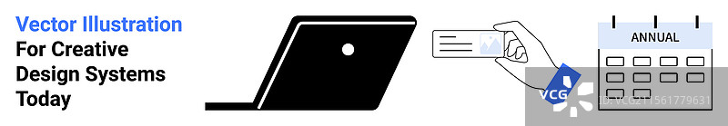 手持名片的笔记本电脑与年度会议图片素材