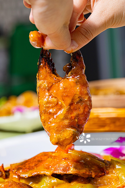 新加坡炒辣蟹新加坡美食青蟹炒辣蟹大螃蟹咖喱蟹东南亚料理蟹肉蟹腿蟹钳图片素材