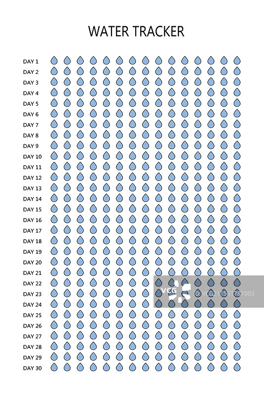 水分追踪器和习惯追踪器月度模板图片素材