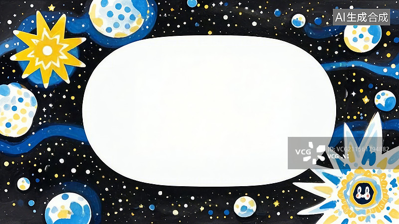 【AI数字艺术】2D卡通最大-宇宙星空与太阳图案背景图片素材