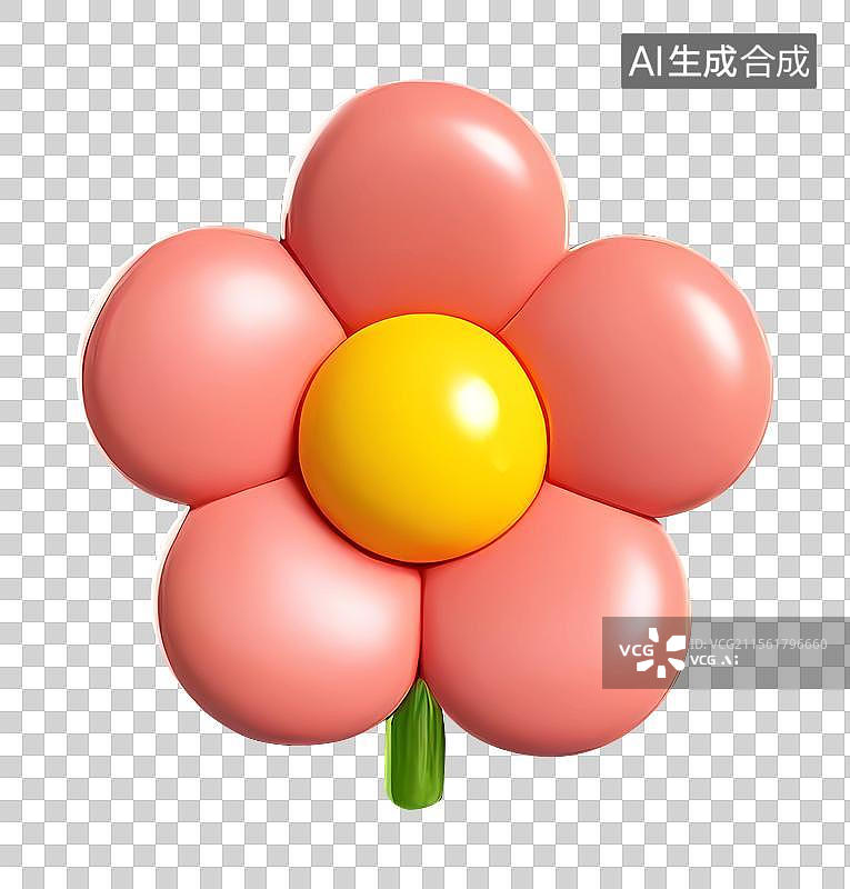 【AI数字艺术】清新可爱春天花朵图标粉色3d桃花樱花图片素材