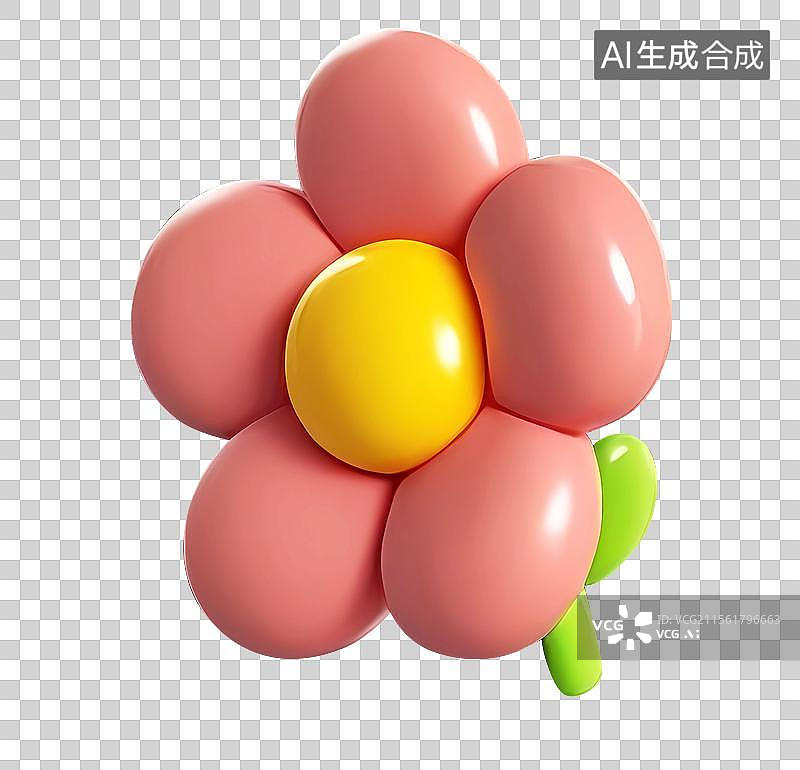 【AI数字艺术】清新可爱春天花朵图标粉色3d桃花樱花图片素材