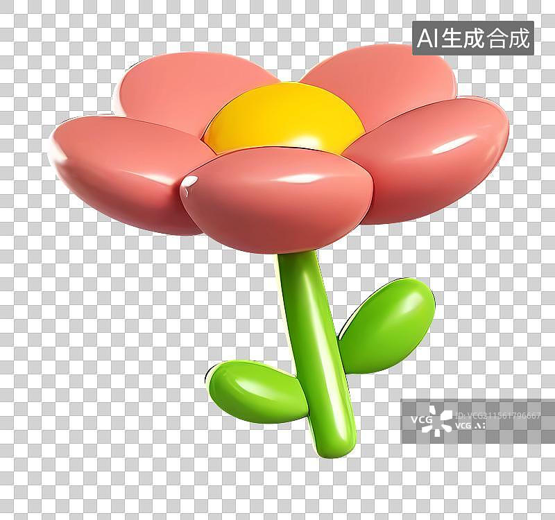 【AI数字艺术】清新可爱春天花朵图标粉色3d桃花樱花图片素材