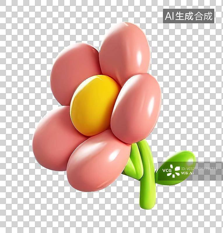 【AI数字艺术】清新可爱春天花朵图标粉色3d桃花樱花图片素材