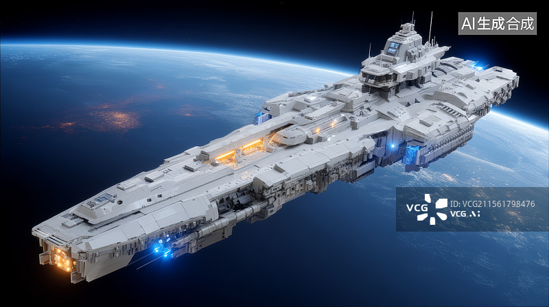 【AI数字艺术】宇宙空间中的宇宙飞船航天飞机科幻插画图片素材