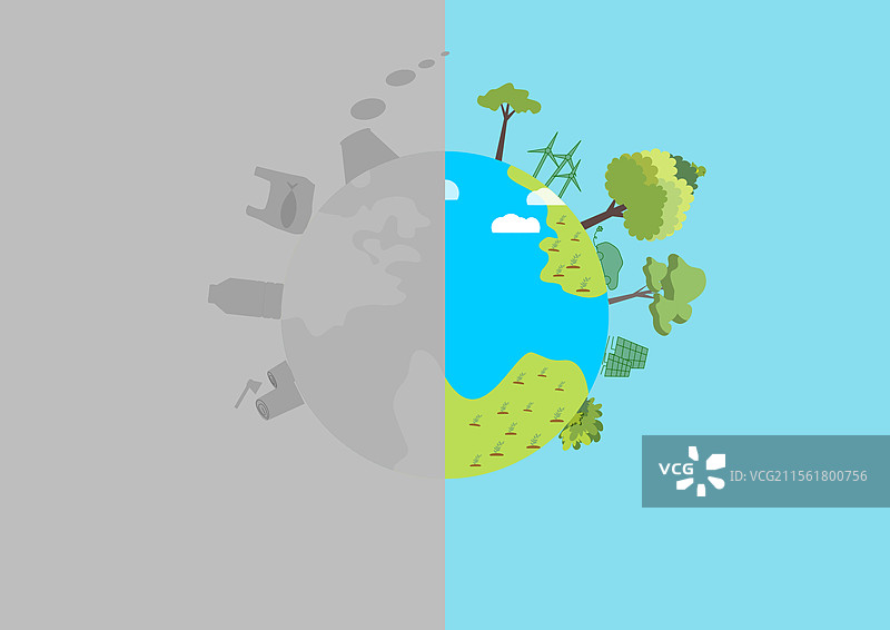 地球的两面污染与环保图片素材