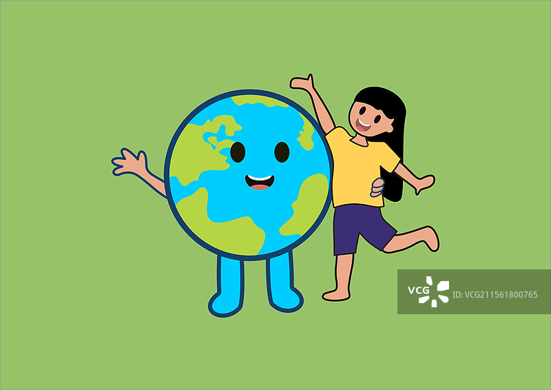 地球与微笑的孩子拥抱图片素材