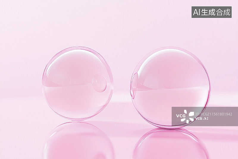 【AI数字艺术】粉红色玻璃球体图片素材