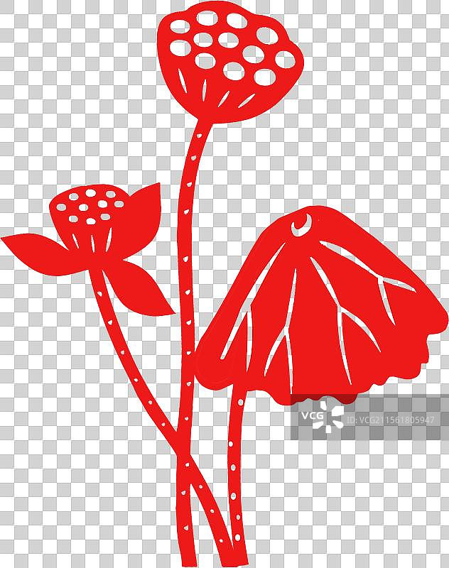 二十四节气非遗剪纸残荷荷叶凋谢图片素材