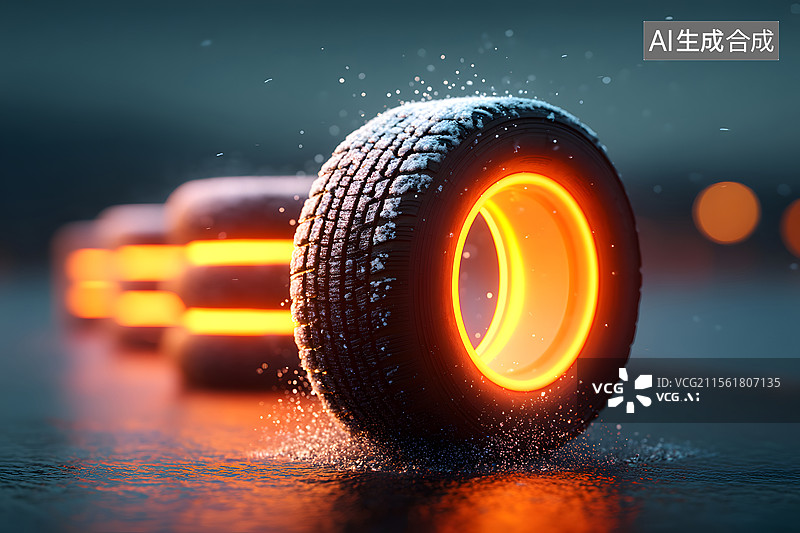 【AI数字艺术】汽车轮胎特写的车辆维修背景图片素材