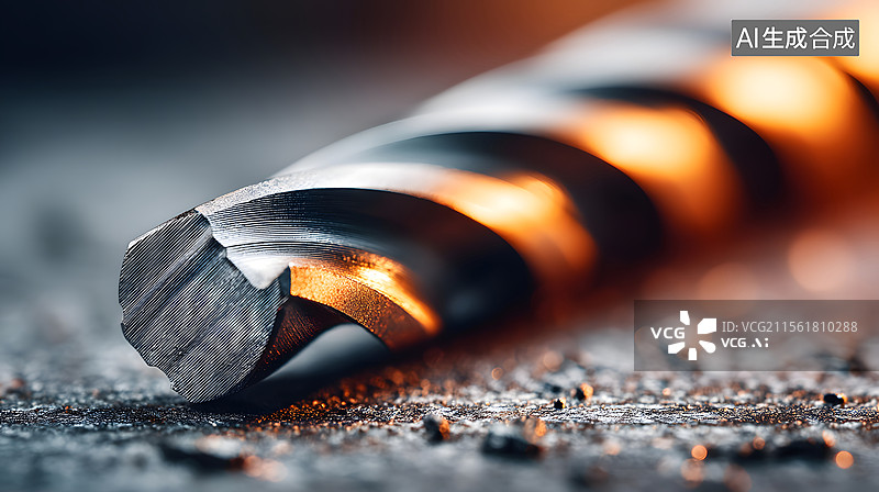 【AI数字艺术】金属钻头的工业钻床特写背景图片素材