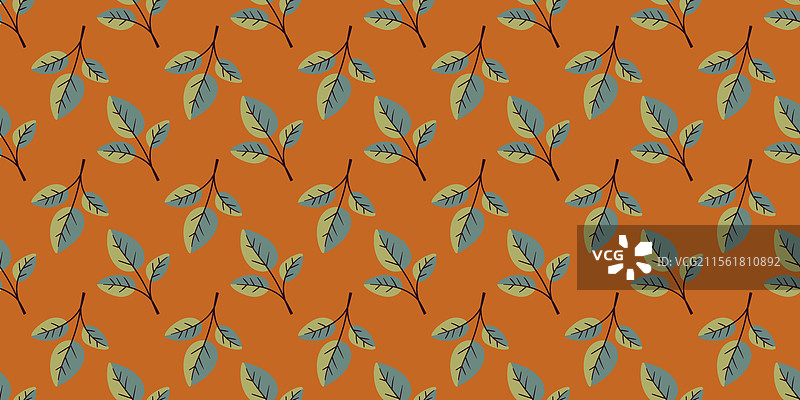 优雅的青色和金色叶子图案在烧焦的背景上图片素材