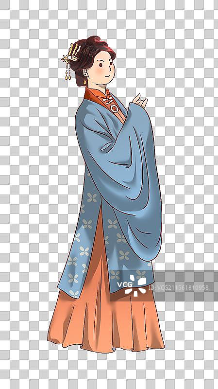 手绘明代服饰代插画古装女性人物图片素材
